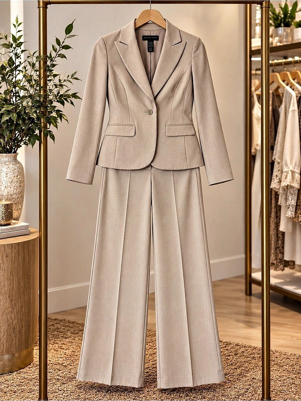 New York & Company Women's Cream Pantsuit Size 4